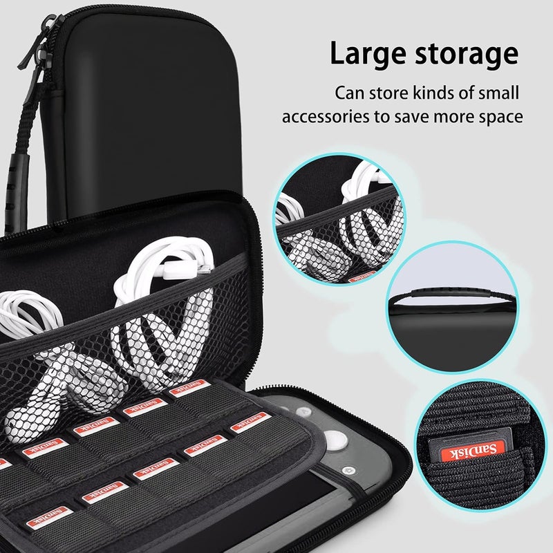 TIKOdirect Carrying Case for Nintendo Switch lite, Pink Shockproof Portable Travel Bag with Large Storage, Glitter Galaxy cover, Screen Protectors, Cute Cat Claw Thumb Grips Caps, Black - Image 2